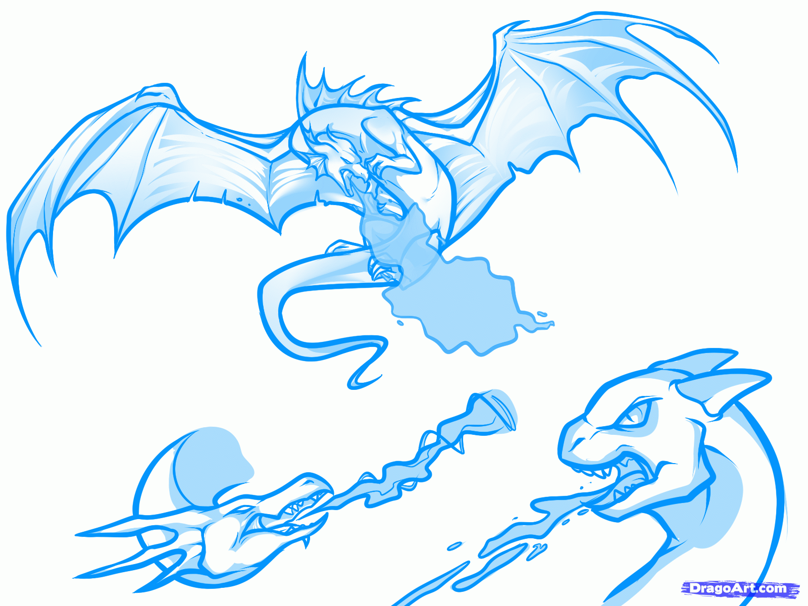 1600x1200 How To Draw A Fire Breathing Dragon, Dragons Breathing Fire Step 7 - Fire Breathing Dragon Sketch