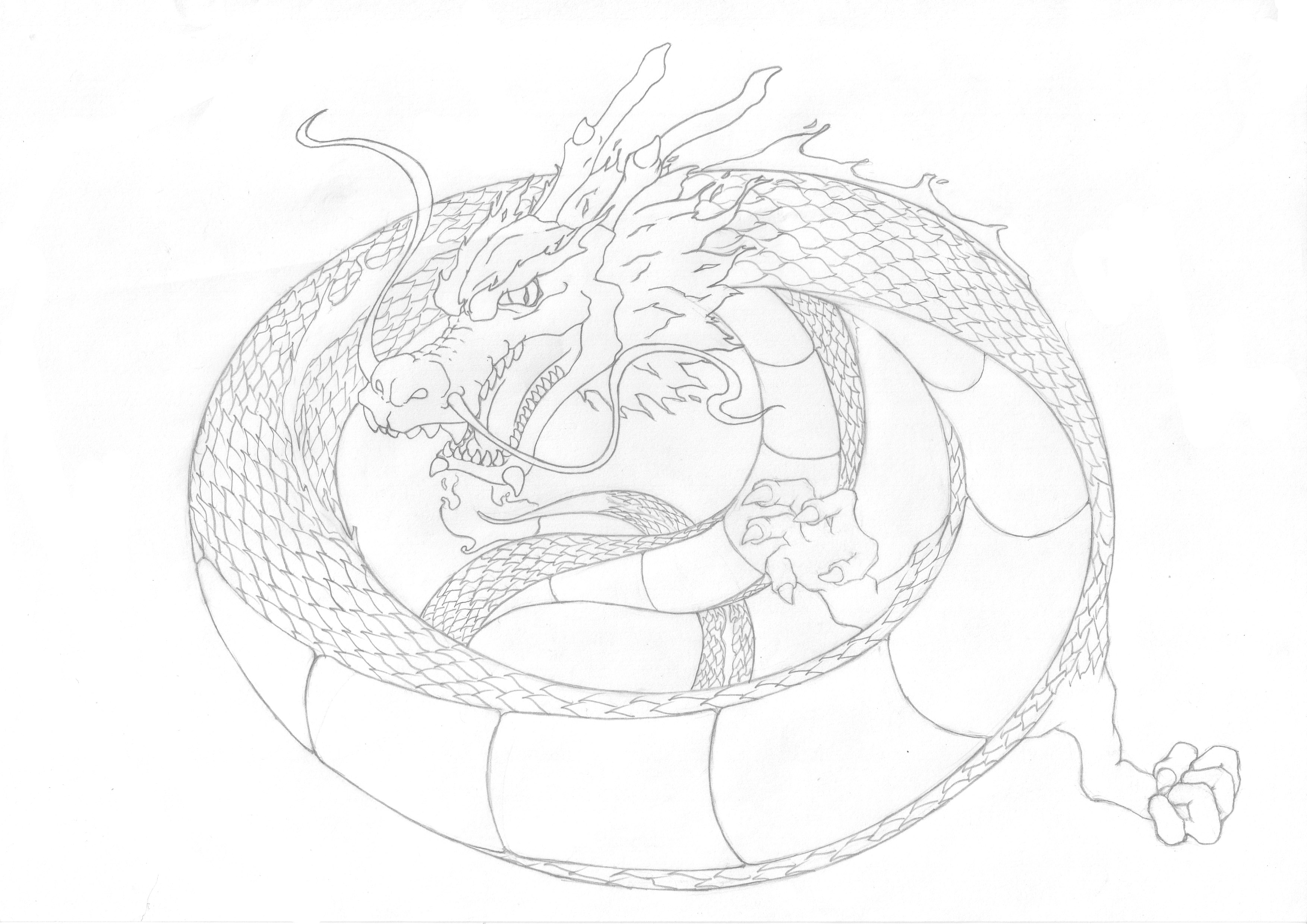 3507x2480 Interactive Digital Media Project Chinese Dragon Tales - Fire Dragon Sketch