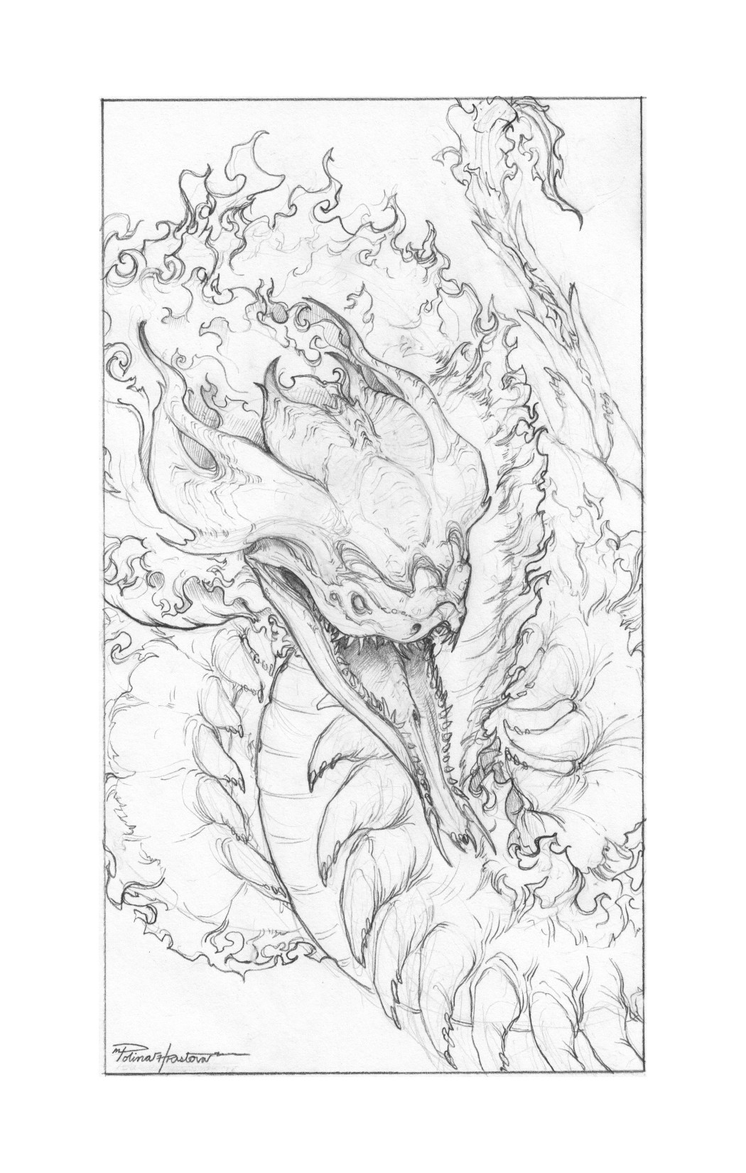 1050x1650 Polina Hristova - Fire Dragon Sketch