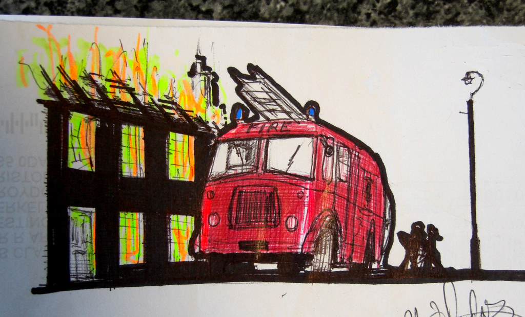 1024x620 Fire Engine Sketch I Knew That Highlighter Pens Had To Be - Fire Engine Sketch