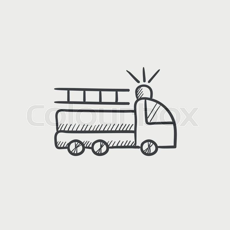 800x800 Fire Truck Sketch Icon For Web, Mobile And Infographics. Hand - Fire Engine Sketch
