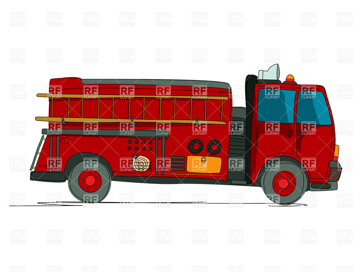 1200x900 Side View Of Fire Truck (Fire Fighting Vehicle) Cartoon Sketch - Fire Engine Sketch