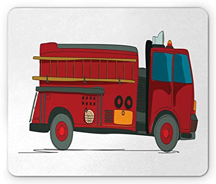 425x363 Lunarable Fire Truck Mouse Pad, Cartoon Sketch Fire - Fire Engine Sketch