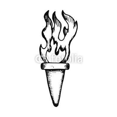 400x400 Fototapeta Torch Fire Flame Sketch Icon. Isolated Object - Fire Flame Sketch