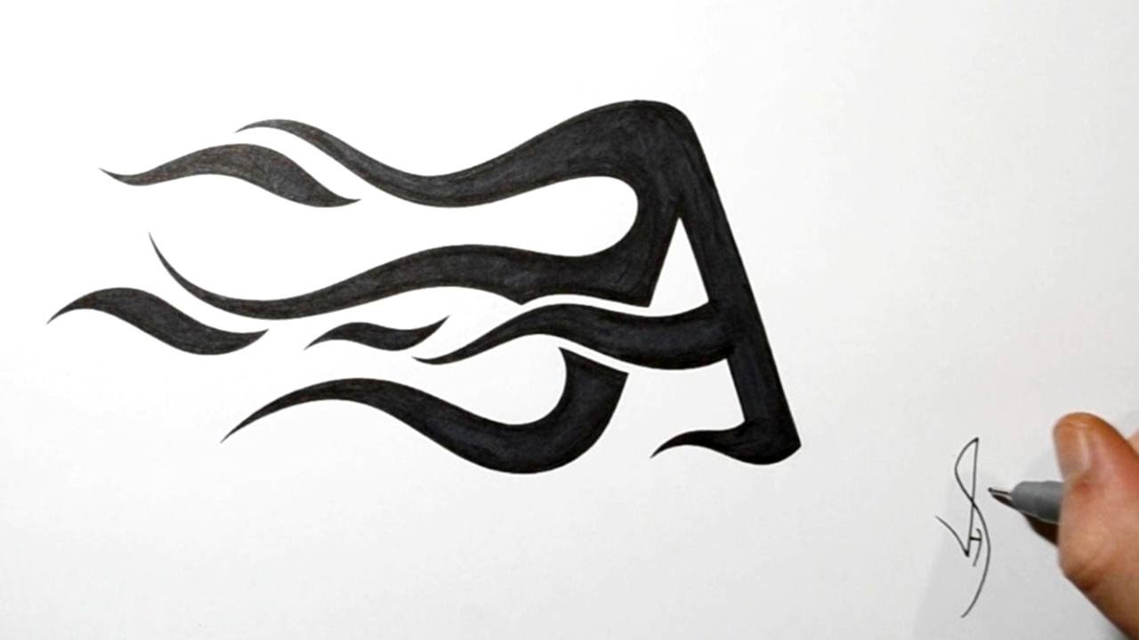 1280x720 How To Draw Flame Fire Letters - Fire Flame Sketch