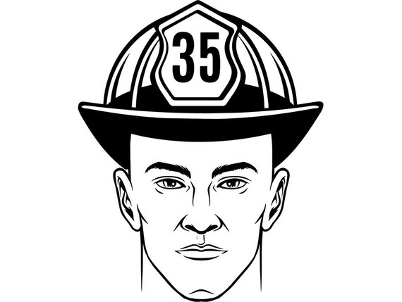 570x429 Firefighter 3 Fireman Firefighting Uniform Axe Hose Helmet Etsy - Fire Helmet Sketch