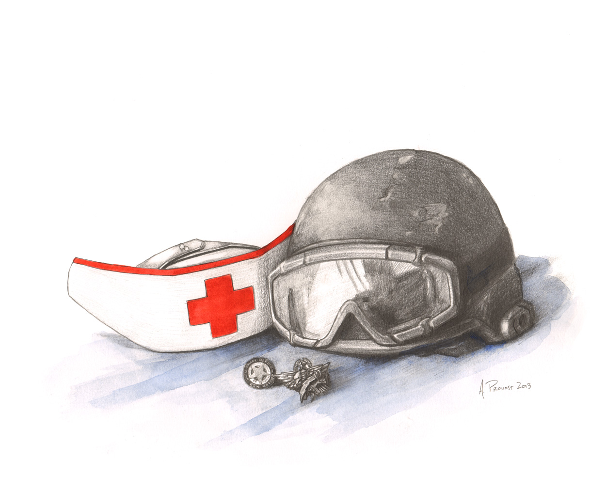 1250x984 Watercolor - Fire Helmet Sketch