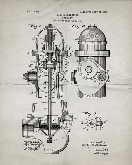 450x563 Fire Hydrant Patent Print Industrialprints - Fire Hydrant Sketch