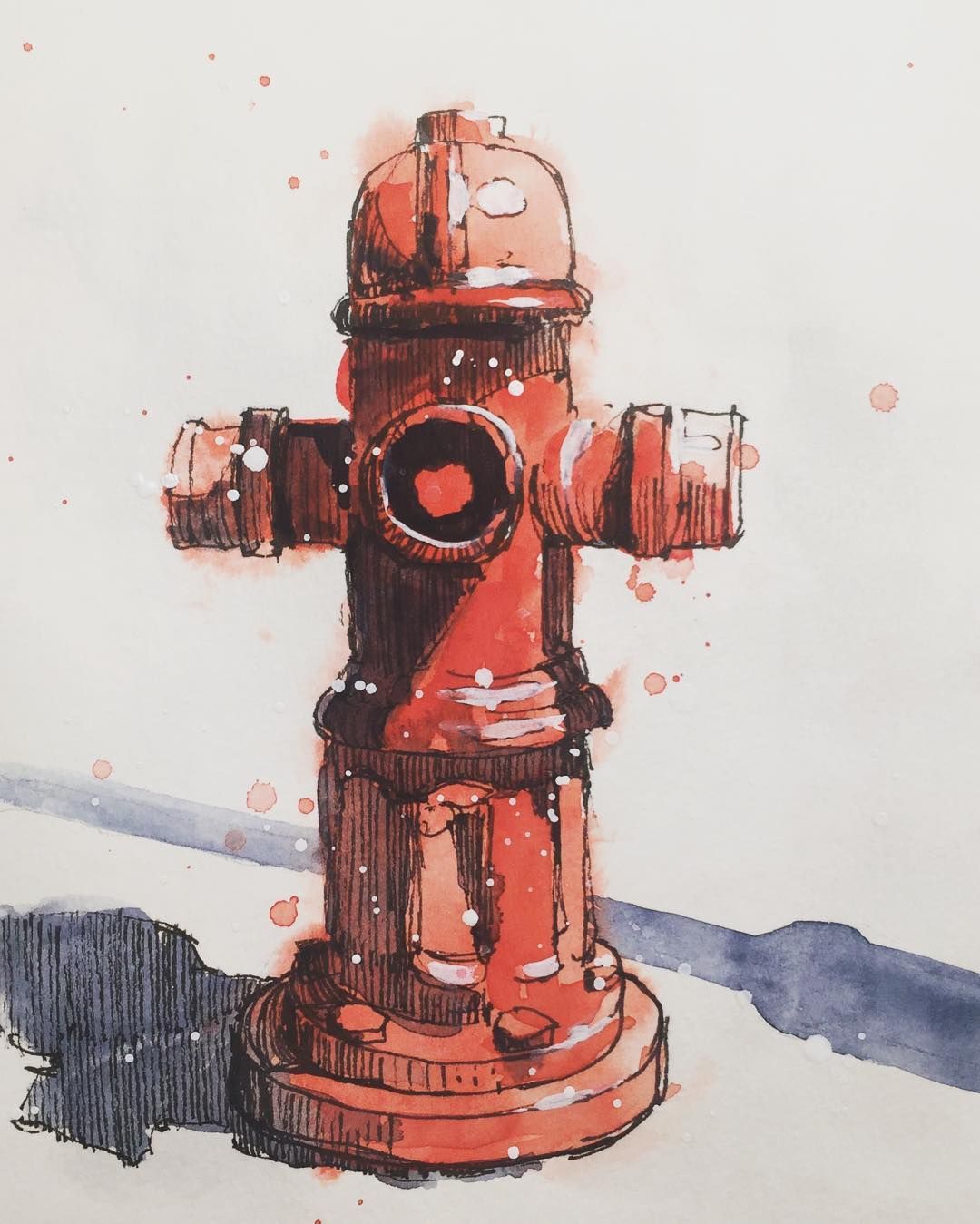 1080x1349 Fire Hydrant Urban Sketch By Jiri Zraly Urban Sketching - Fire Hydrant Sketch
