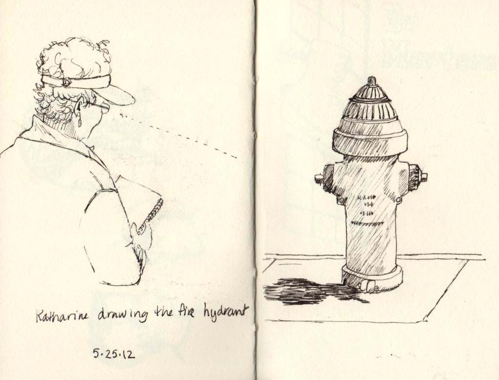 1021x777 Urban Sketchers Portland Scavenger Hunt Fire Hydrant, Bike Pile - Fire Hydrant Sketch