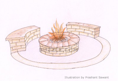 400x275 How To Build An Outdoor Fire Pit ~ Barbecue Corner - Fire Pit Sketch