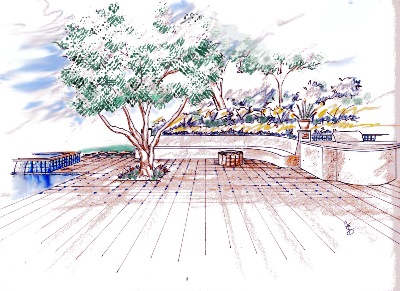 400x291 Residential And Commerical Landscape Architecture - Fire Pit Sketch