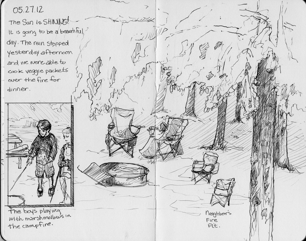 1024x806 Camping Sketches - Fire Pit Sketch