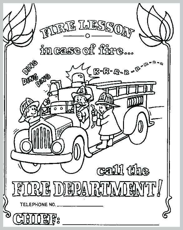 586x734 Fire Safety Coloring - Fire Safety Sketch