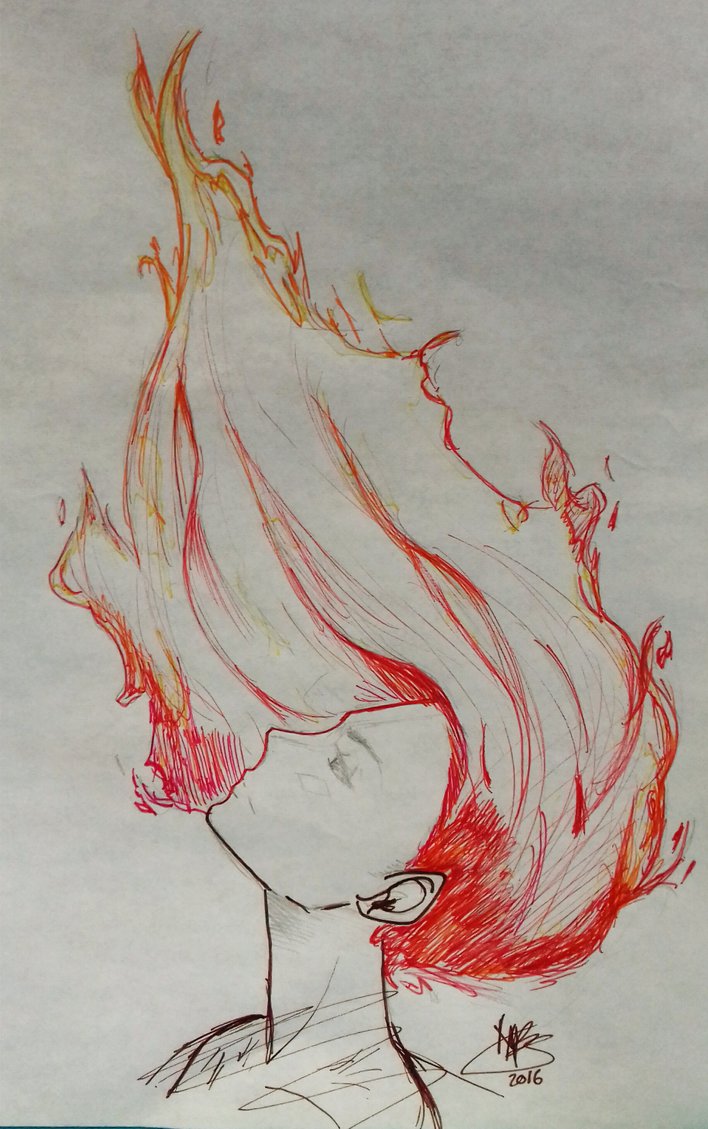 708x1129 Fire Hair Sketch By Sunnydjoka - Fire Sketch
