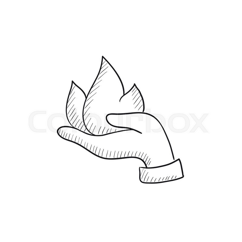 800x800 Hand Holding Fire Vector Sketch Icon Isolated On Background. Hand - Fire Sketch