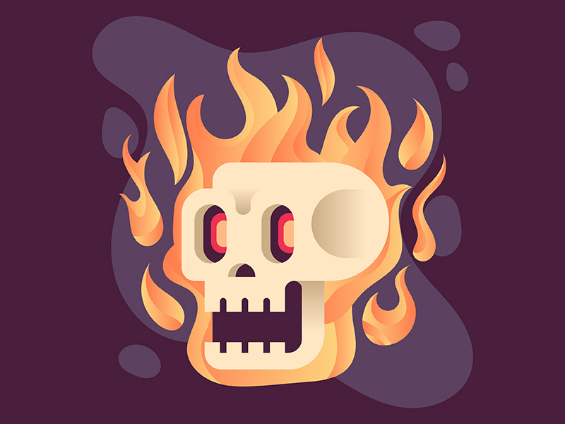 800x600 Flaming Skull Illustration By Yuki Raudhul Rizky - Fire Skull Sketch