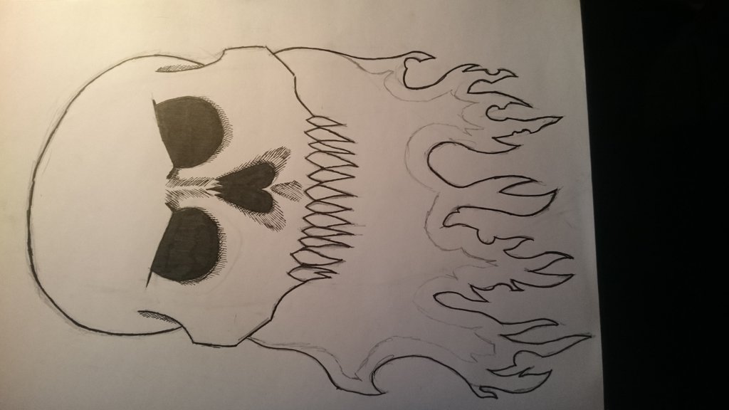 1024x576 Green Fire Skull By Therayhem - Fire Skull Sketch