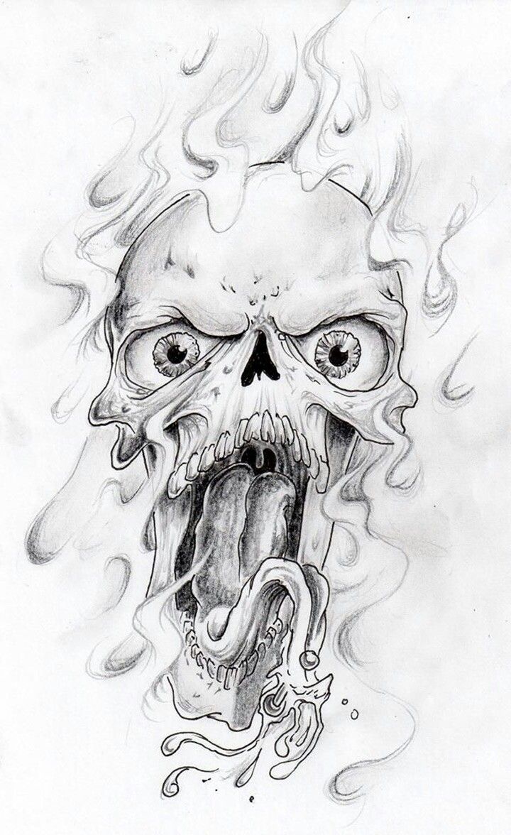 720x1176 Pin By Jeremy Mcbride On Tattoo Designs In 2018 - Fire Skull Sketch