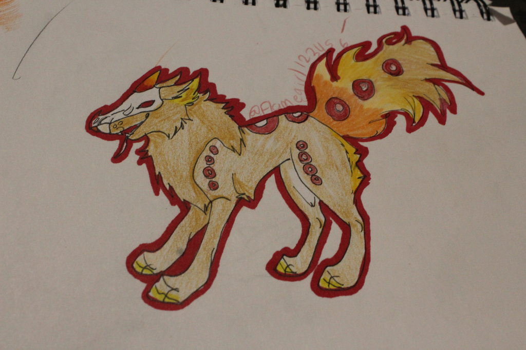 1024x683 Fire Skull Wolf By Flamegirl123456 - Fire Skull Sketch