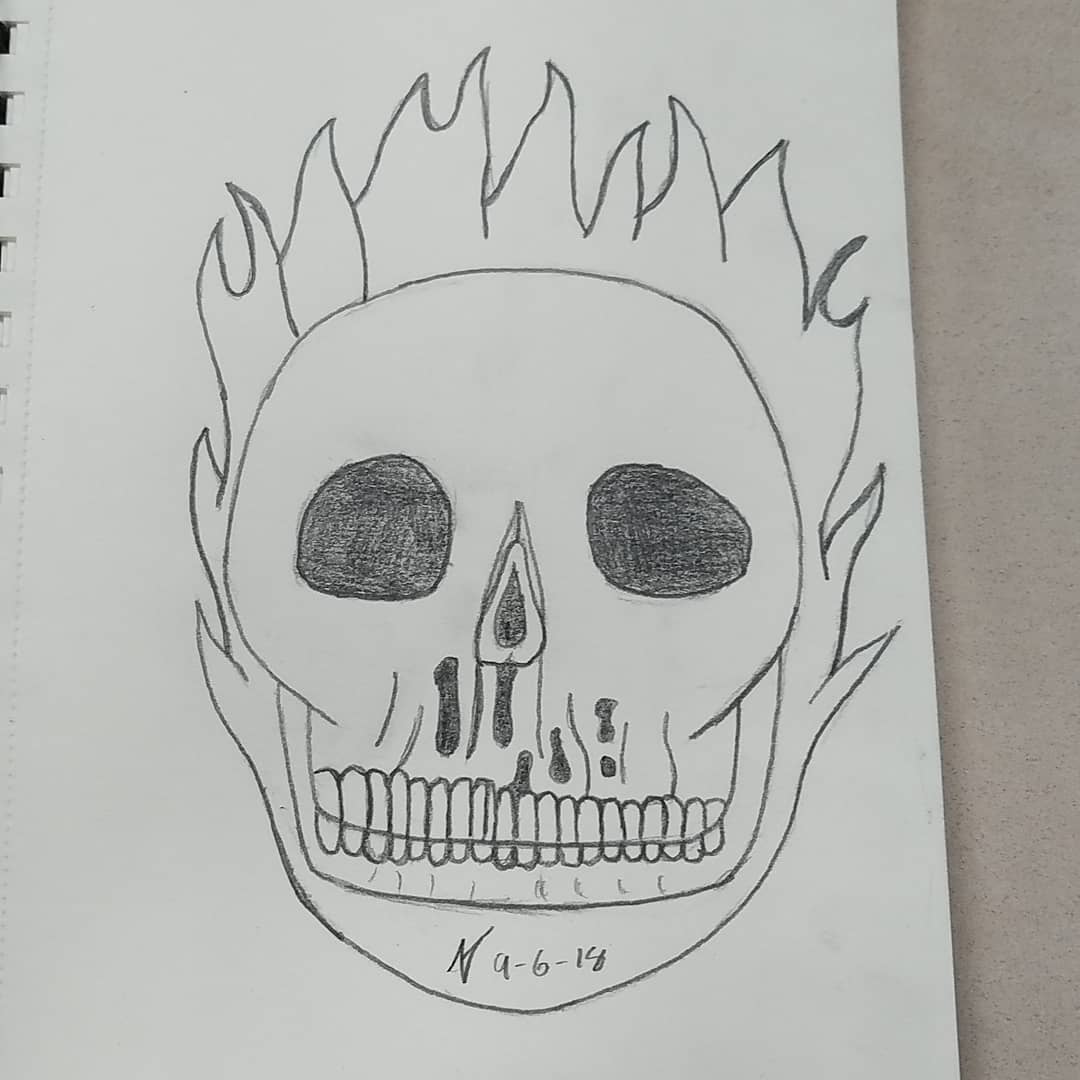 1080x1080 Fireskull - Fire Skull Sketch