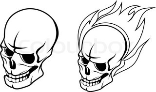 320x190 Flaming Skull Stock Vector Colourbox - Fire Skull Sketch