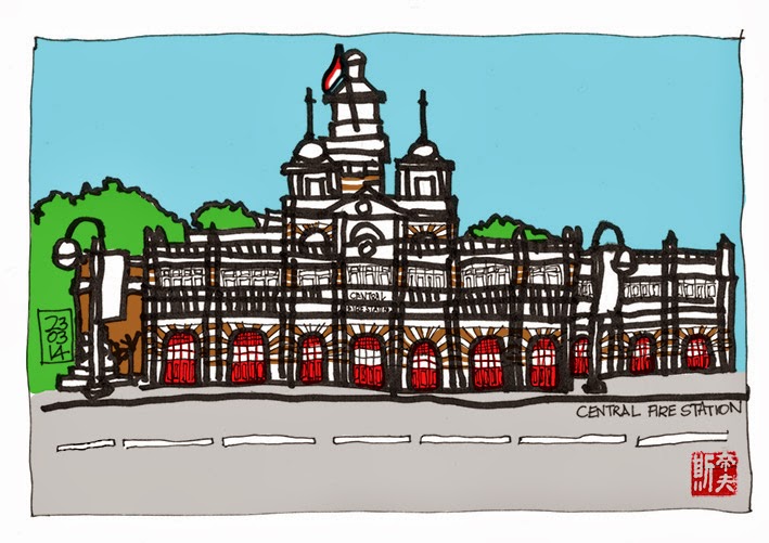 709x501 Living In Singapore Singapore Central Fire Station Sketch - Fire Station Sketch