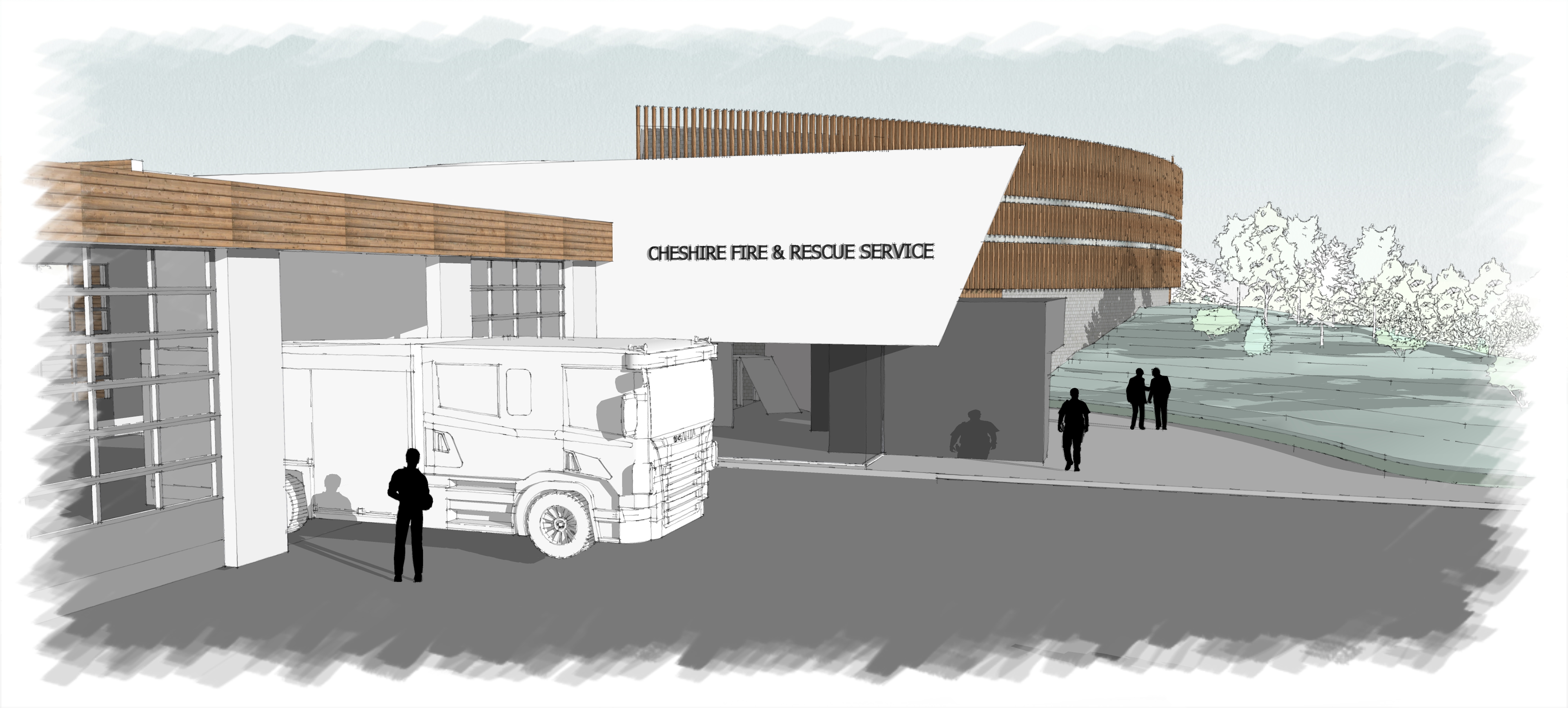 4000x1807 Lymm Fire Station Amp Safety Centre, Warrington, Uk - Fire Station Sketch