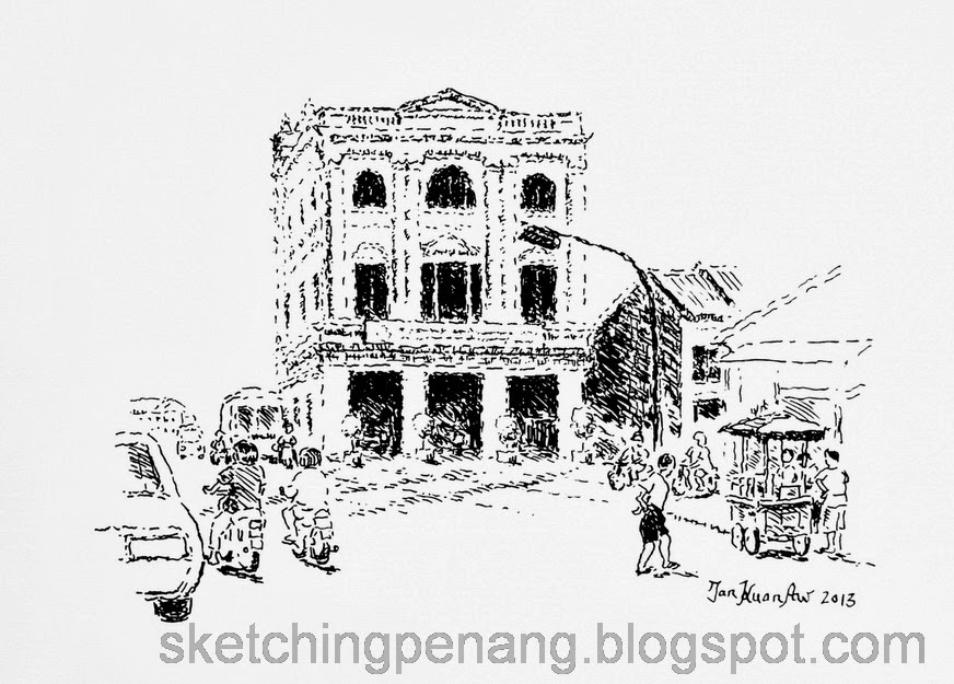 872x625 Sketching Penang Beach Street Fire Station - Fire Station Sketch