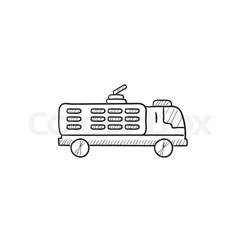 800x800 Fire Truck Vector Sketch Icon Isolated On Background. Hand Drawn - Fire Truck Sketch