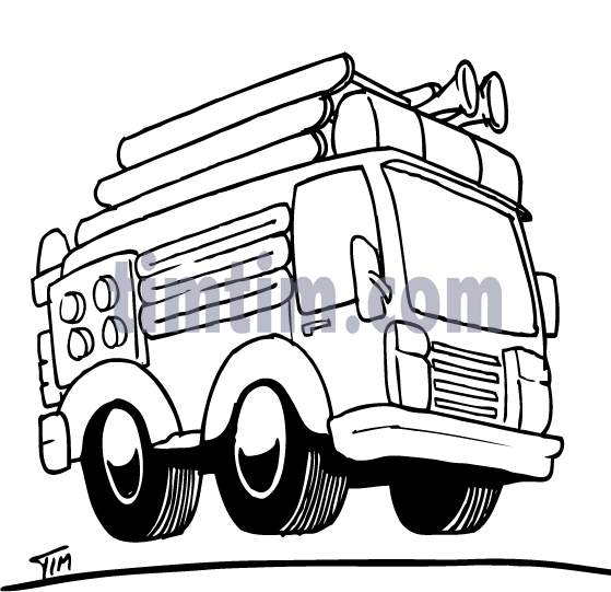 559x541 Free Drawing Of Fire Engine Bw From The Category Cars Trucks Buses - Fire Truck Sketch