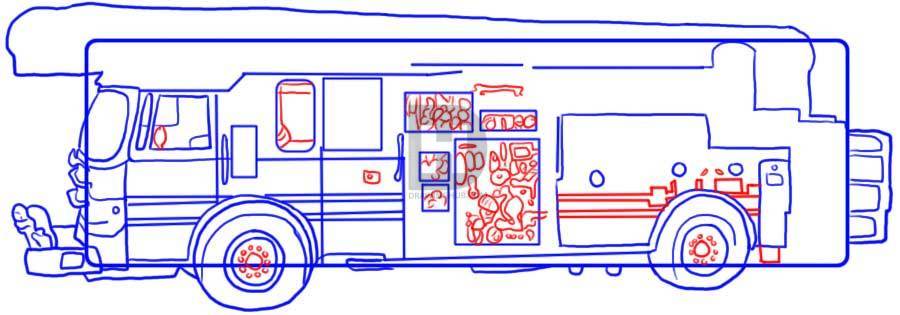 900x315 How To Draw A Fire Truck, Step By Step, Drawing Guide, By - Fire Truck Sketch