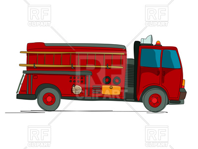 400x300 Side View Of Fire Truck (Fire Fighting Vehicle) Cartoon Sketch - Fire Truck Sketch