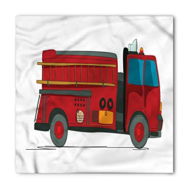 385x385 Fire Truck Bandana By Lunarable, Cartoon Sketch Fire - Fire Truck Sketch