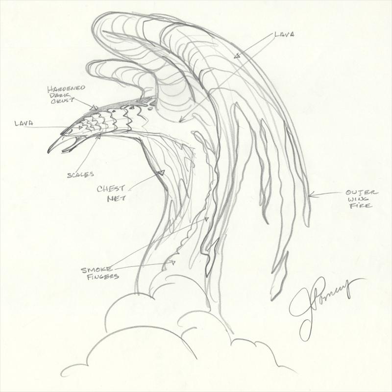 800x799 Disney Fantasia 2000 Animation Character - Firebird Sketch