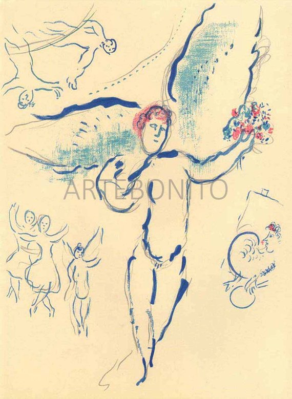 570x779 Chagall Sketch Of Firebird Lithograph Paris Opera Etsy - Firebird Sketch