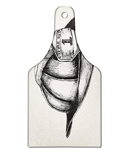 425x509 Lunarable Fireman Cutting Board, Sketch Style - Firefighter Sketch