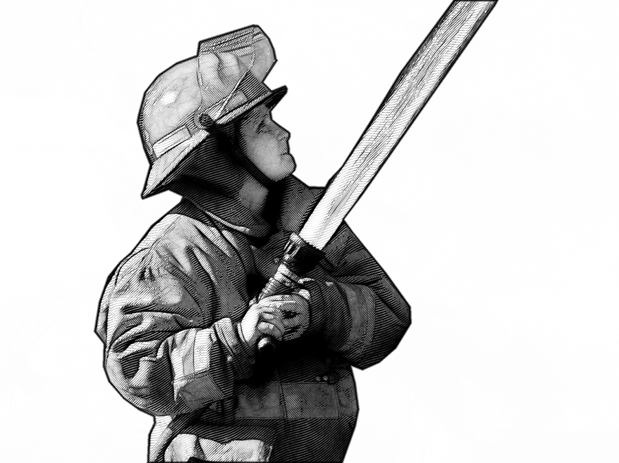 900x673 Firefighter Sketch 01 By Dovel100 - Firefighter Sketch