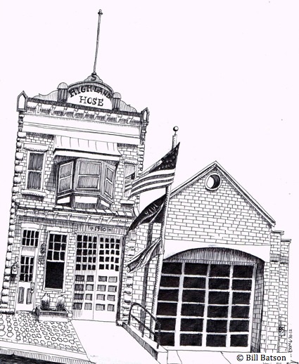 425x518 Nyack Sketch Log 150 Years Of Volunteer Fire Fighting Nyack - Firehouse Sketch
