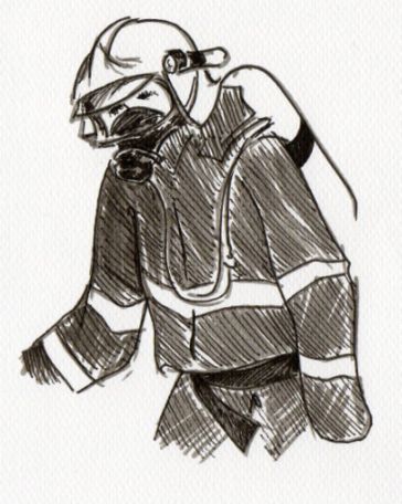 364x456 Fireman Sketch By Skliiiba - Fireman Sketch