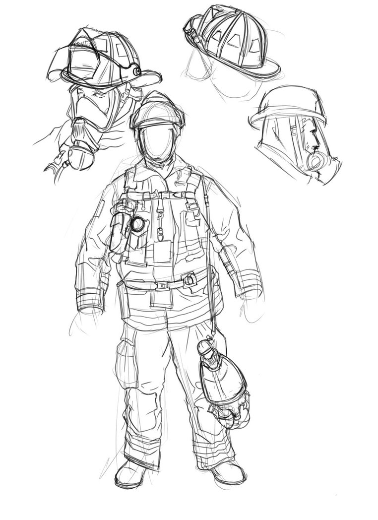 762x1048 Fireman Sketch By Drake7018 - Fireman Sketch