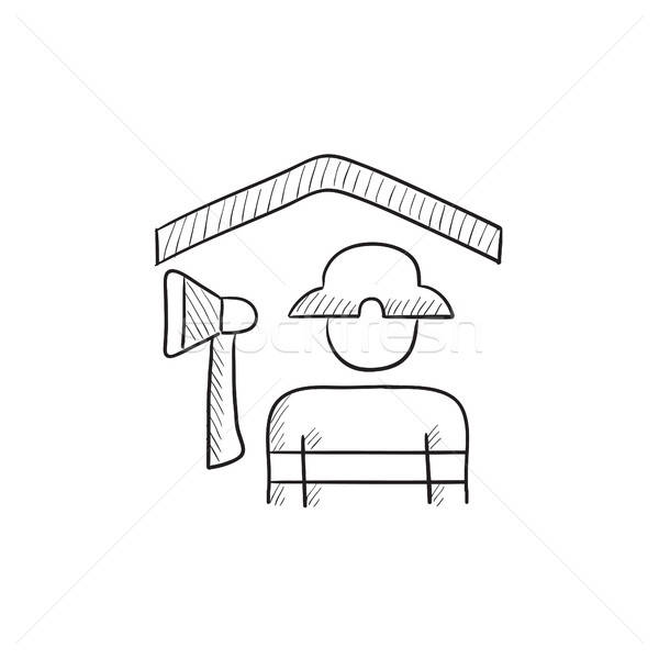 600x600 Fireman Sketch Icon. Vector Illustration Andrei Krauchuk - Fireman Sketch