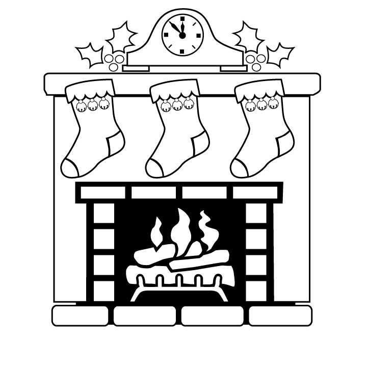 720x720 Drawn Fireplace Stocking - Fireplace Sketch
