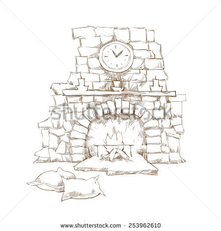 450x470 Fireplace Clipart Drawn Free Collection Download And Share - Fireplace Sketch