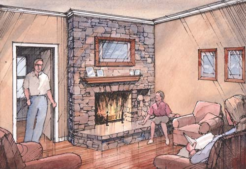 500x343 Fireplace Sketch Dorothydot - Fireplace Sketch