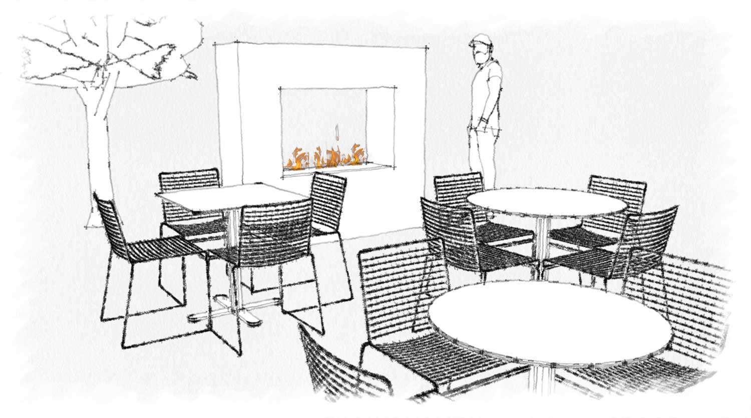 1500x835 Kodo Outdoor Fireplace Sketch Paloform - Fireplace Sketch