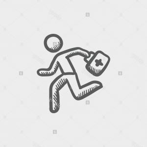 300x300 Vector Of A Rushing Cartoon Male Emt Carrying A First Aid Kit By - First Aid Kit Sketch