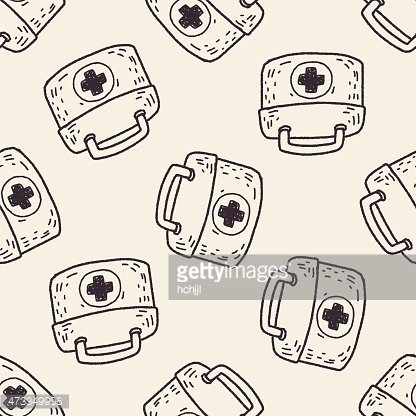 416x416 First Aid Kit Doodle Seamless Pattern Background Premium Clipart - First Aid Sketch
