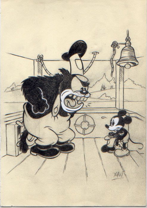 494x700 Xavier Vives Mateu - First Sketch Of Mickey Mouse