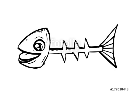 500x354 Fish Bone Sketch Drawn With Ink. Vector Illustration Stock Image - Fish Bone Sketch